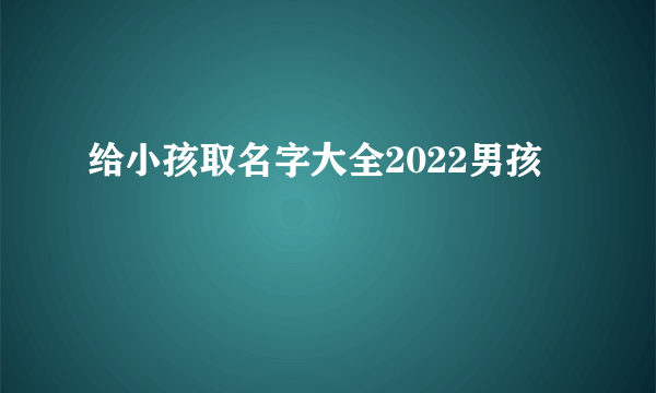 给小孩取名字大全2022男孩