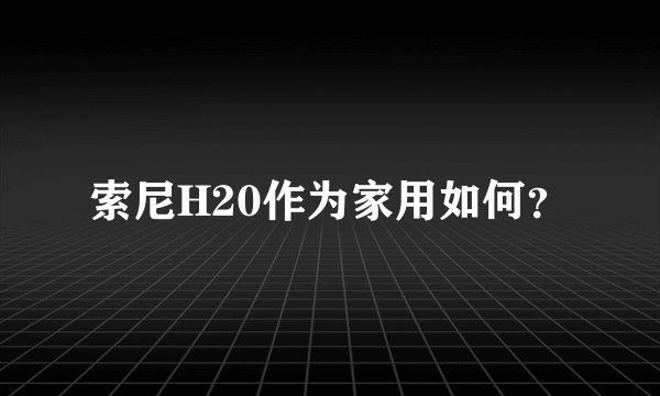 索尼H20作为家用如何？