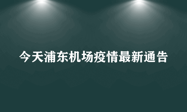 今天浦东机场疫情最新通告