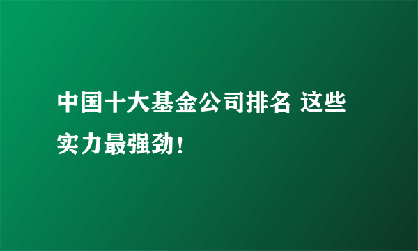 中国十大基金公司排名 这些实力最强劲！