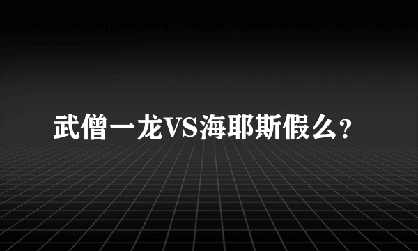 武僧一龙VS海耶斯假么？