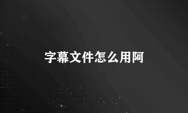 字幕文件怎么用阿