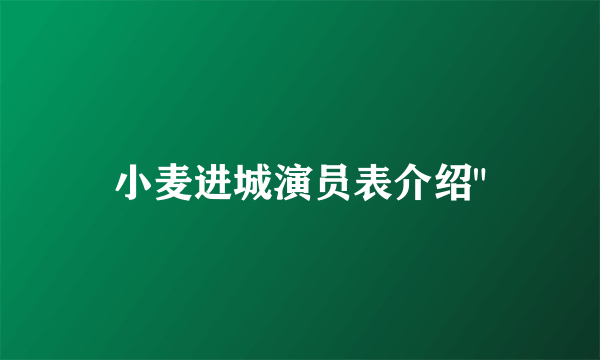 小麦进城演员表介绍