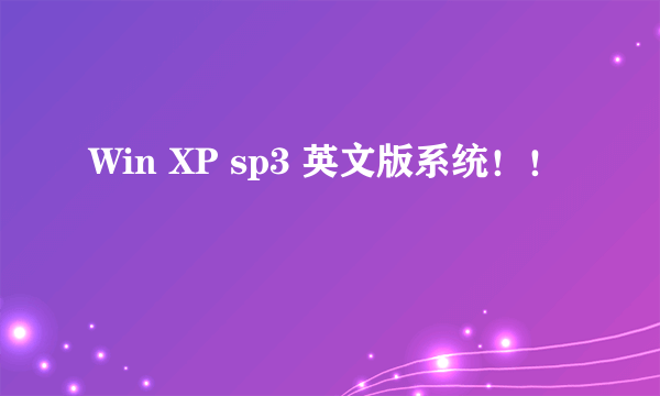 Win XP sp3 英文版系统！！