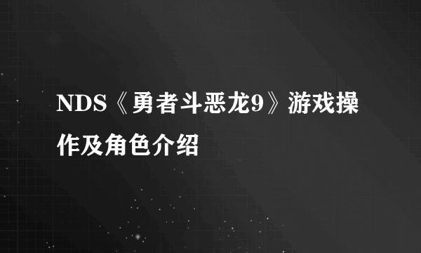 NDS《勇者斗恶龙9》游戏操作及角色介绍