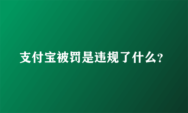 支付宝被罚是违规了什么？