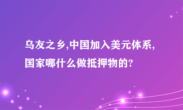 乌友之乡,中国加入美元体系,国家哪什么做抵押物的?