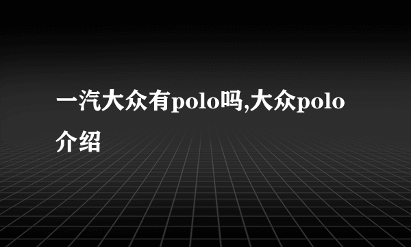 一汽大众有polo吗,大众polo介绍