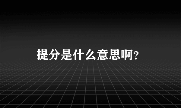 提分是什么意思啊？