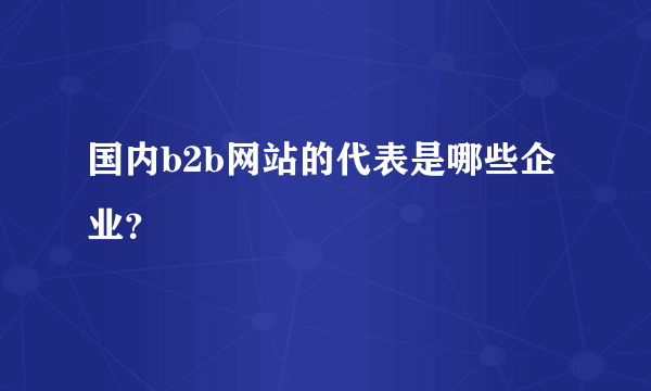 国内b2b网站的代表是哪些企业？