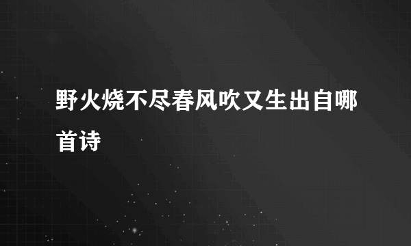 野火烧不尽春风吹又生出自哪首诗