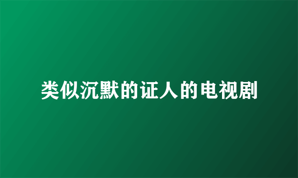 类似沉默的证人的电视剧