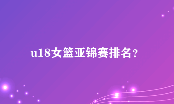 u18女篮亚锦赛排名？