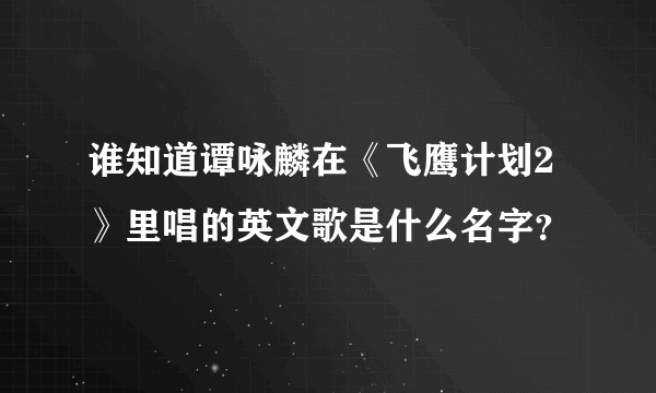 谁知道谭咏麟在《飞鹰计划2》里唱的英文歌是什么名字？