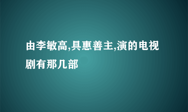 由李敏高,具惠善主,演的电视剧有那几部