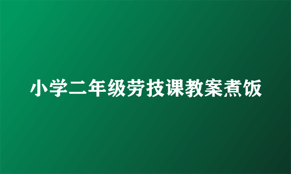 小学二年级劳技课教案煮饭