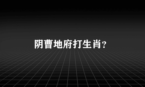 阴曹地府打生肖？