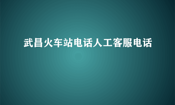 武昌火车站电话人工客服电话