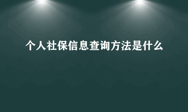 个人社保信息查询方法是什么