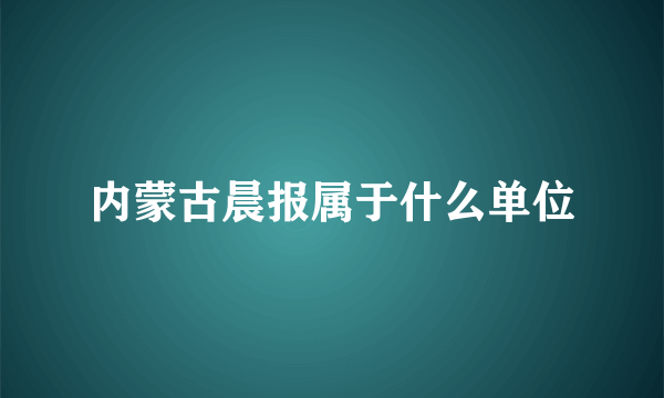 内蒙古晨报属于什么单位