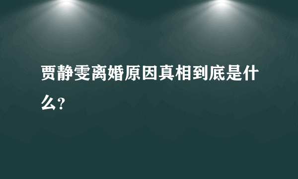 贾静雯离婚原因真相到底是什么？