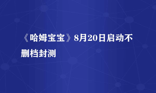 《哈姆宝宝》8月20日启动不删档封测