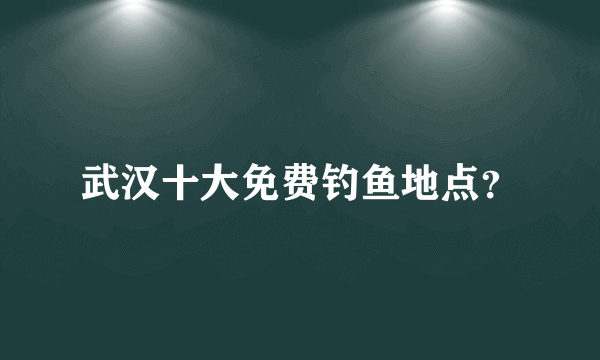 武汉十大免费钓鱼地点？