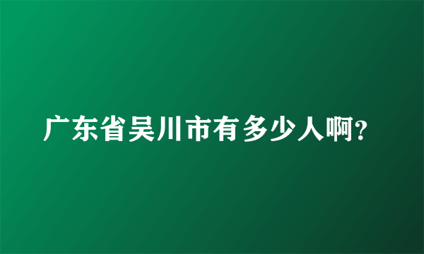 广东省吴川市有多少人啊？