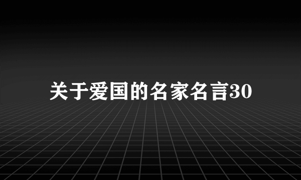 关于爱国的名家名言30