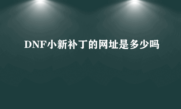 DNF小新补丁的网址是多少吗