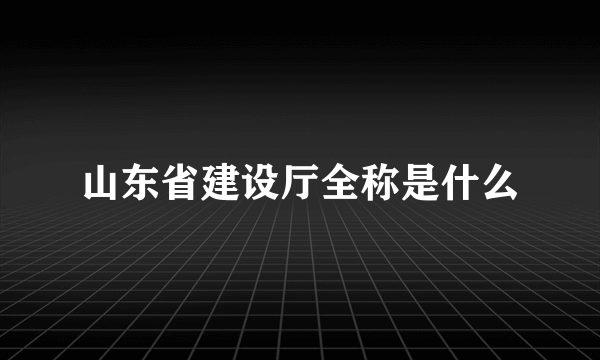 山东省建设厅全称是什么