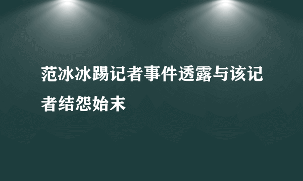 范冰冰踢记者事件透露与该记者结怨始末