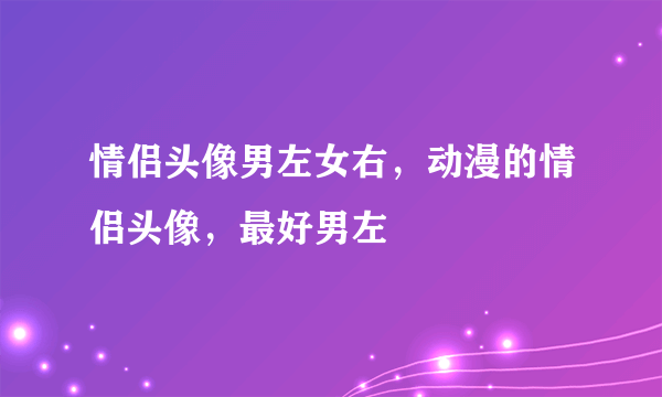 情侣头像男左女右，动漫的情侣头像，最好男左