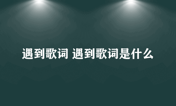 遇到歌词 遇到歌词是什么