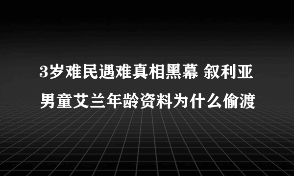 3岁难民遇难真相黑幕 叙利亚男童艾兰年龄资料为什么偷渡