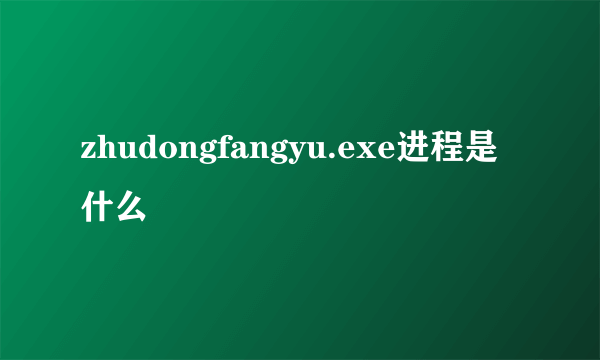 zhudongfangyu.exe进程是什么