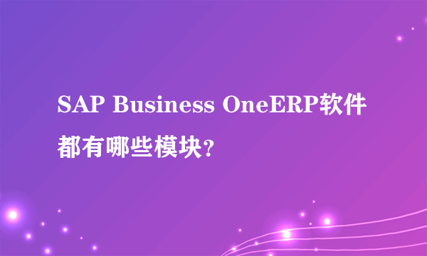 SAP Business OneERP软件都有哪些模块？