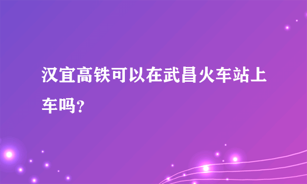 汉宜高铁可以在武昌火车站上车吗？