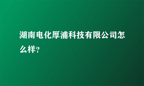 湖南电化厚浦科技有限公司怎么样？