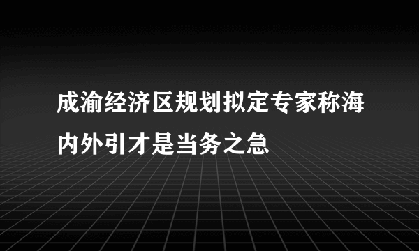 成渝经济区规划拟定专家称海内外引才是当务之急