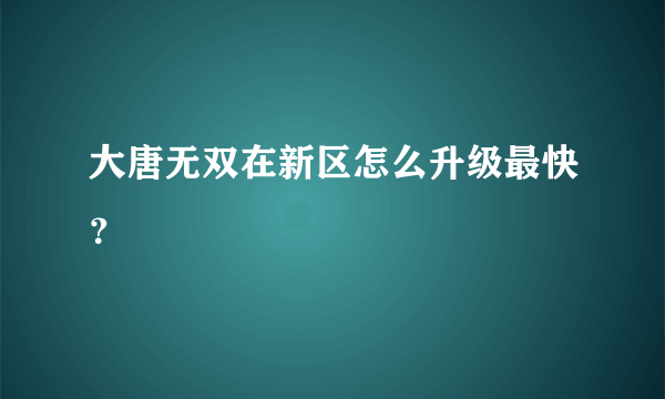 大唐无双在新区怎么升级最快？