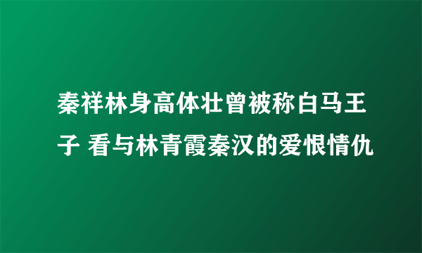 秦祥林身高体壮曾被称白马王子 看与林青霞秦汉的爱恨情仇