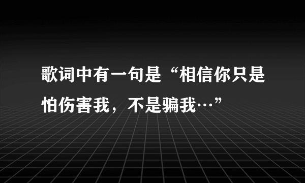 歌词中有一句是“相信你只是怕伤害我，不是骗我…”