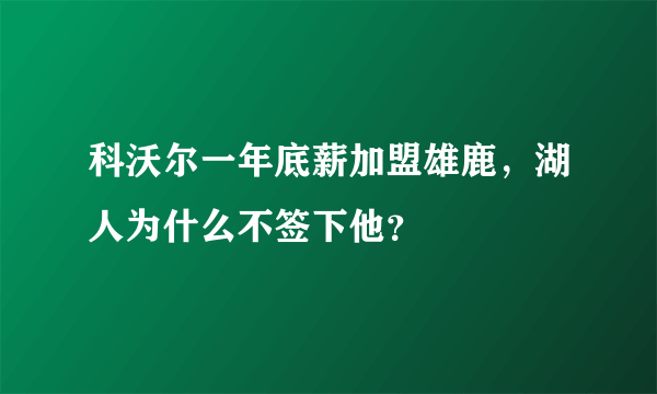 科沃尔一年底薪加盟雄鹿，湖人为什么不签下他？