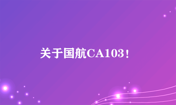 关于国航CA103！