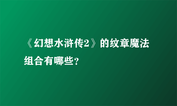 《幻想水浒传2》的纹章魔法组合有哪些？