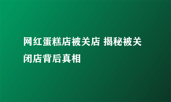 网红蛋糕店被关店 揭秘被关闭店背后真相