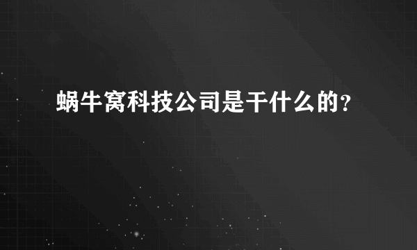 蜗牛窝科技公司是干什么的？