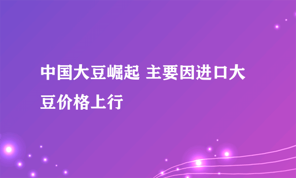 中国大豆崛起 主要因进口大豆价格上行