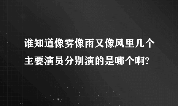 谁知道像雾像雨又像风里几个主要演员分别演的是哪个啊?